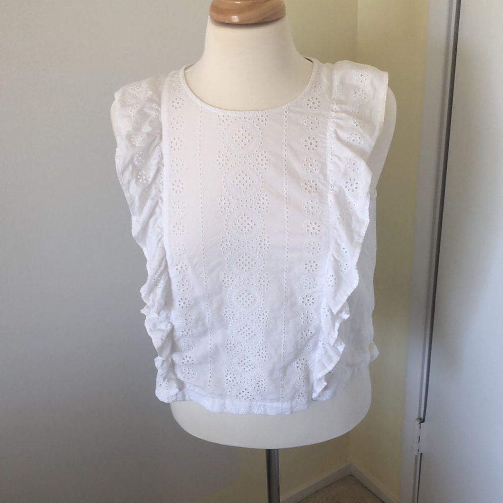 Madewell Ruffle Eyelet Top Soze Medium